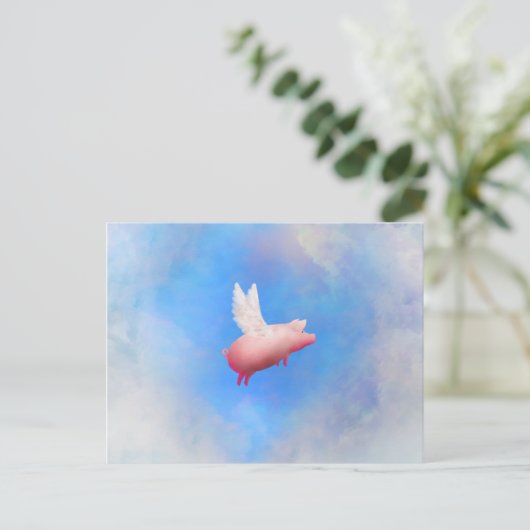 Flying Pig Postkarte (Stehend Vorderseite)