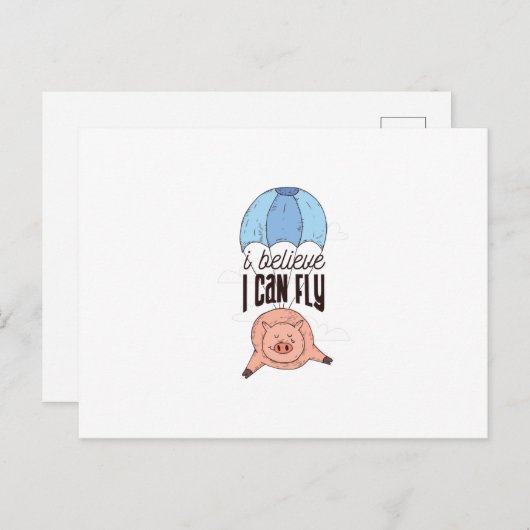 Flying Pig Postkarte (Vorne/Hinten)