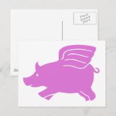 Flying Pig Postkarte - Rosa (Vorne/Hinten)