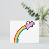 Flying Pig Rainbow Postkarte (Stehend Vorderseite)