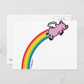 Flying Pig Rainbow Postkarte (Vorne/Hinten)