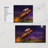 Flying Pig - Rocket - Zum Mond oder zur Pleite Visitenkarte (Vorne/Hinten)