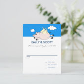 Flying Pig RSVP-Karte RSVP Karte (Stehend Vorderseite)