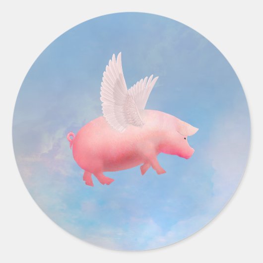 Flying Pig Runder Aufkleber (Vorderseite)