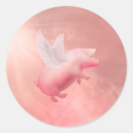 Flying Pig Runder Aufkleber