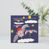 Flying Pig Santa Feiertagskarte (Stehend Vorderseite)