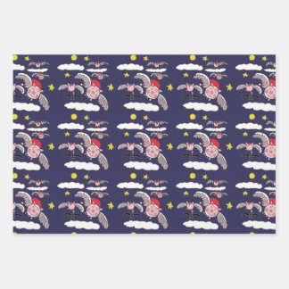 Flying Pig Santa Geschenkpapier Set