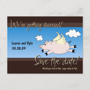 Flying Pig Save the Date PC Ankündigungspostkarte