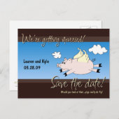 Flying Pig Save the Date PC Ankündigungspostkarte (Vorne/Hinten)