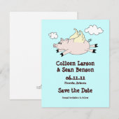 Flying Pig Save the Date, solide Rückseite Date (Vorne/Hinten)