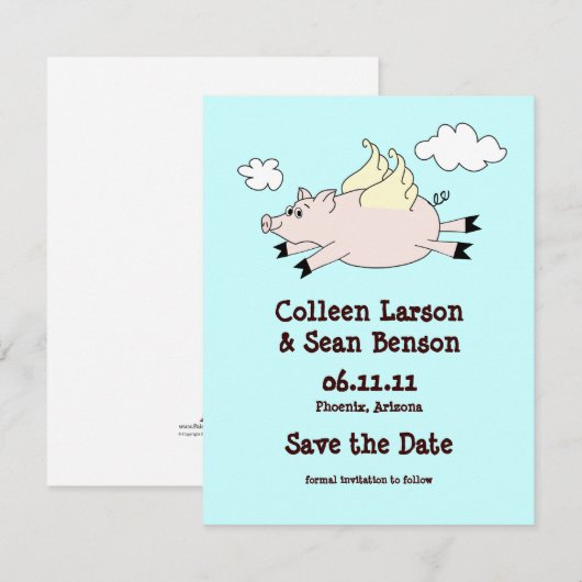 Flying Pig Save the Date, solide Rückseite Date (Vorne/Hinten)