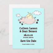 Flying Pig Save the Date, solide Rückseite Save The Date (Vorne/Hinten)