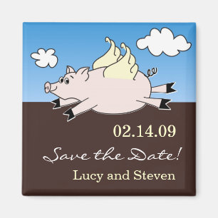 Flying Pig Speichern Sie das Date Magnet
