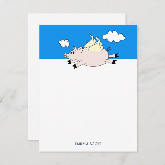 Flying Pig Stationery-Mitteilungskarten Mitteilungskarte (Vorne/Hinten)