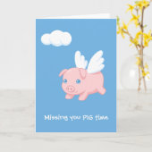 Flying Pig Vermisst Blank Karte (Gelbe Blume)