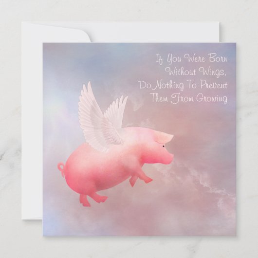 Flying Pig wächst Mitteilungskarte (Vorderseite)
