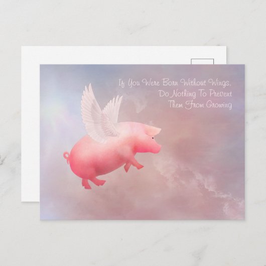 Flying Pig wächst Postkarte (Vorne/Hinten)