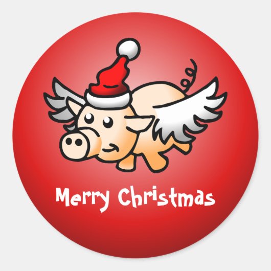 Flying Pig Weihnachts-Klassik-Round-Sticker Runder Aufkleber (Vorderseite)