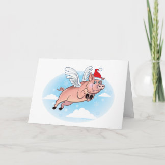 Flying Pig Weihnachtskarte Feiertagskarte