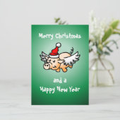 Flying Pig Weihnachtskarte Feiertagskarte (Stehend Vorderseite)