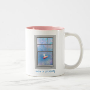 Flying Pig-Window Zweifarbige Tasse