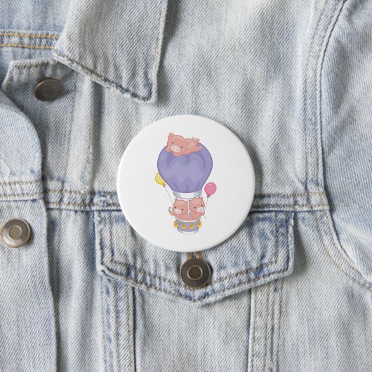 Flying Piggies in Hot Air Balloon Button (Beispiel)
