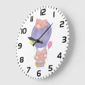 Flying Piggies in Hot Air Balloon Große Wanduhr (Winkel)