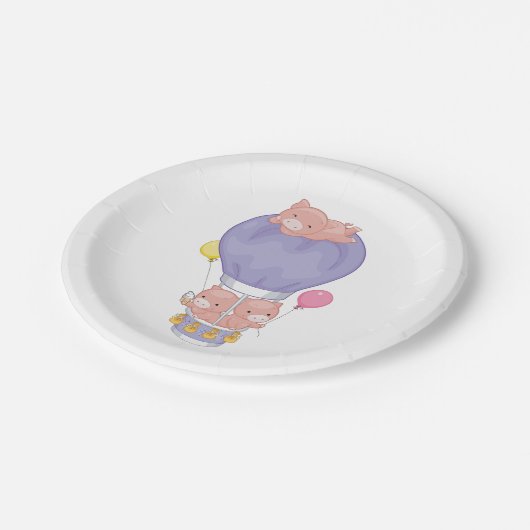 Flying Piggies in Hot Air Balloon Pappteller (Schrägansicht)