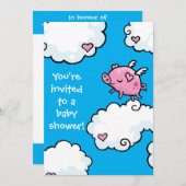 Flying Piggy Baby-Dusche Einladung (Vorne/Hinten)