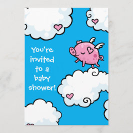 Flying Piggy Baby-Dusche Einladung