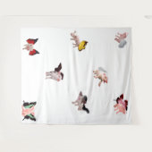 Flying Pigs White Tapestry Wandteppich (Vorderseite (Horizontal))