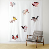 Flying Pigs White Tapestry Wandteppich (Beispiel)