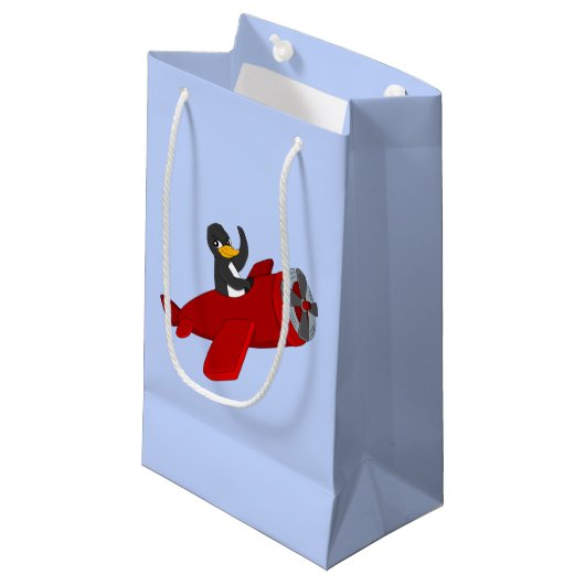 Flying Pinguin Cartoon kleine Geschenktasche Geschenktüte (Vorderseite Schrägansicht)