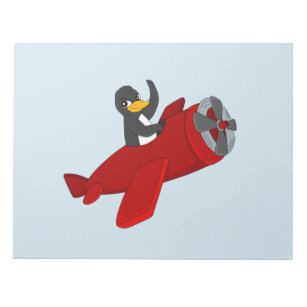 Flying Pinguin Cartoon Notizblock