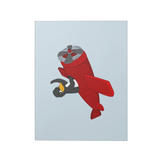 Flying Pinguin Cartoon Notizblock (Rotiert)