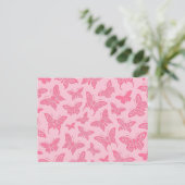 Flying Pink Butterfells Muster Postkarte (Stehend Vorderseite)