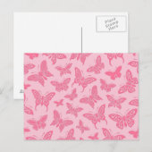 Flying Pink Butterfells Muster Postkarte (Vorne/Hinten)