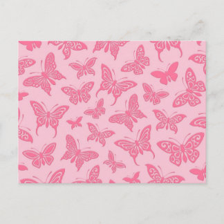 Flying Pink Butterfells Muster Postkarte