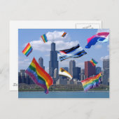 Flying Pride über Chicago Postkarte (Vorne/Hinten)