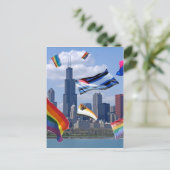 Flying Pride über Chicago Postkarte (Stehend Vorderseite)