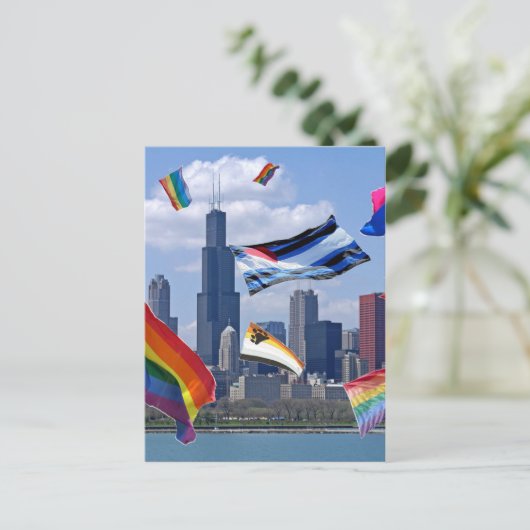Flying Pride über Chicago Postkarte (Stehend Vorderseite)