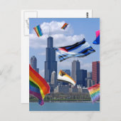 Flying Pride über Chicago Postkarte (Vorne/Hinten)