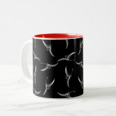 Flying Pterodactyl Dinosaur Print Pattern Black Zweifarbige Tasse (Vorderseite Links)
