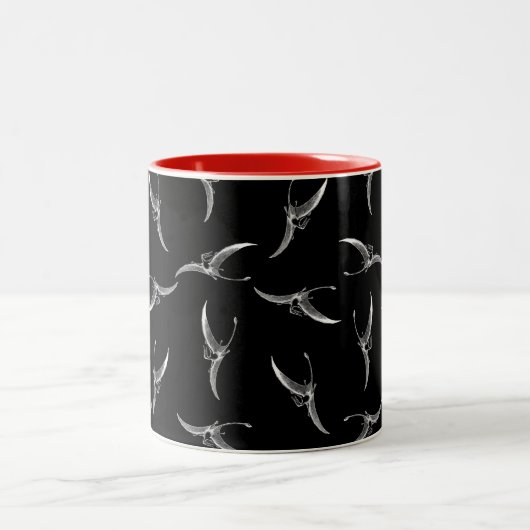 Flying Pterodactyl Dinosaur Print Pattern Black Zweifarbige Tasse (Mittel)