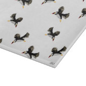 Flying Puffins Bird-Muster Schneidebrett (Ecke)