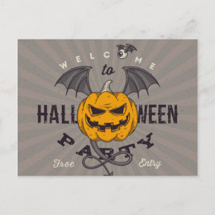 Flying Pumpkin-Halloween-Party Einladungspostkarte