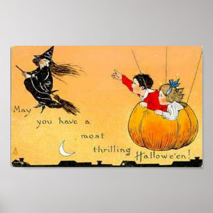 Flying Pumpkn und Hexe Poster