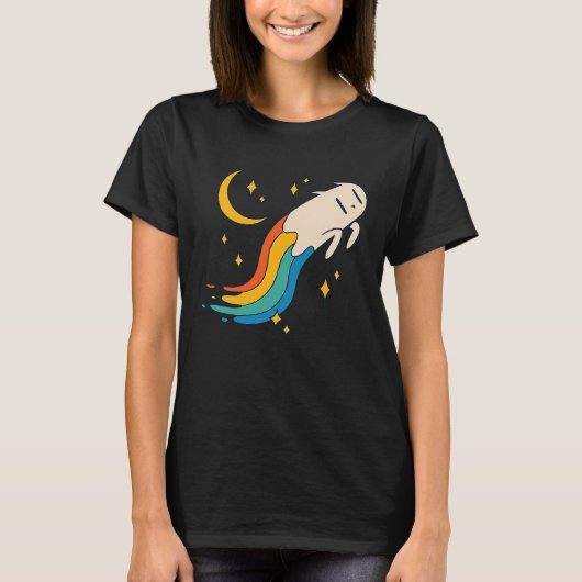 Flying Rainbow Cat Meme Cat Emo Soft Grunge EGirl T-Shirt (Vorderseite)