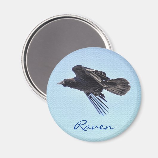 Flying Raven in Blue Sky HDR Foto Design Magnet (Vorderseite/Rückseite)