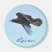 Flying Raven in Blue Sky HDR Foto Design Magnet (Vorne)